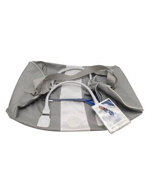 Vince Camuto Weekend Duffel Bag With Tags Gray Stripe Gym Travel Carry On Sport